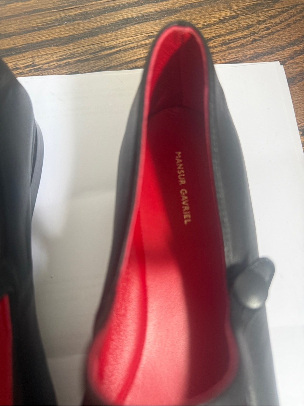 Mansur Gavriel Black Leather Mary Jane Flats with Red Insole Square Toe Sz 36 - Picture 8 of 8